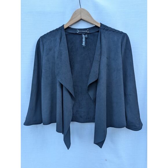 Yoana Baraschi Women's Black Open Front Shrug Cardigan XS Faux Suede Whimsigoth - Picture 1 of 8